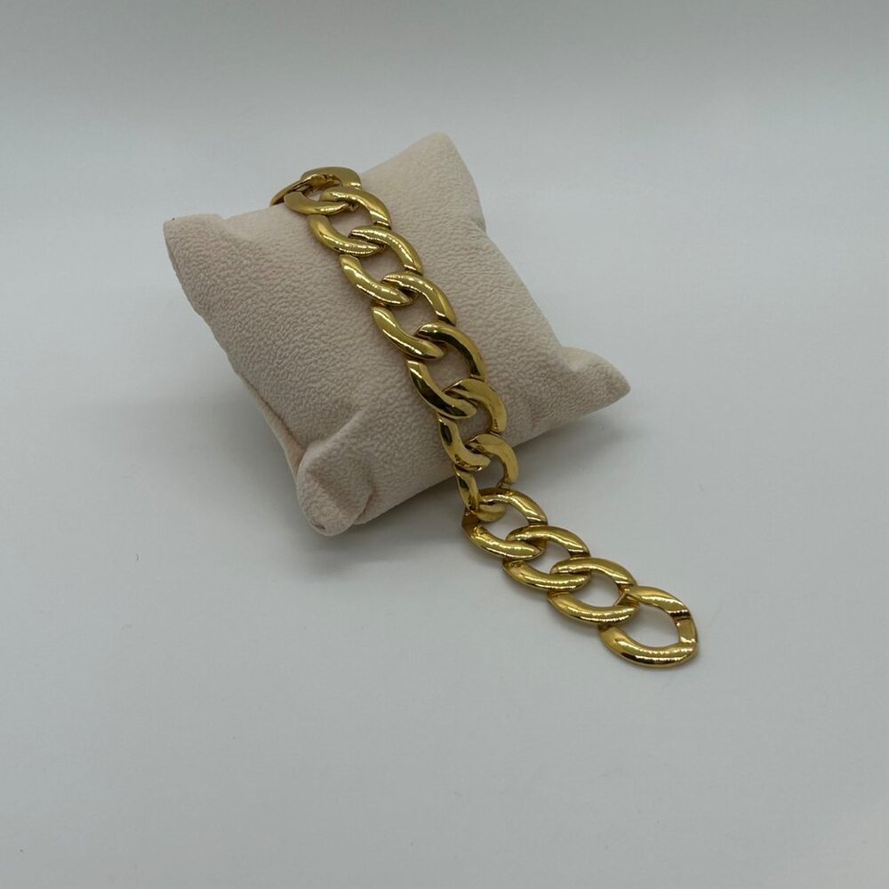 Vintage Napier Gold-tone Bracelet Chunky Curb Link 80s Designer Statement 7 in. - Picture 4 of 14